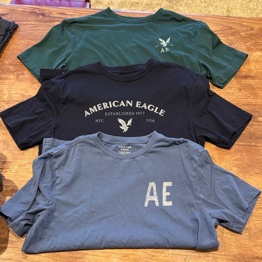 American Eagle Outfitters Kids Short-Sleeve Logo Tees — Green, Navy, Blue